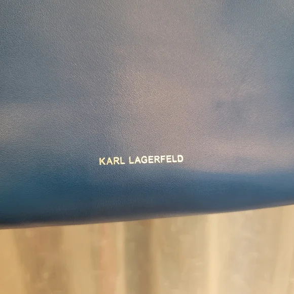 Karl Lagerfeld Karl Signature Perforated Leather Shopper Tote Blue NWT